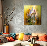 Fantasy Wall Art Print in Warm Golden Colors, Flowers Water and Fairy Artwork - "Autumn Reflections"