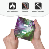 Double switch plate cover printed with flowing colors of plum, greens and white by Primal Painter with size perspective