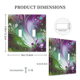 Double switch plate cover printed with flowing colors of plum, greens and white by Primal Painter with dimensions