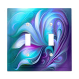 Beveled Edge Blue and Purple Decorative Switch Plate Cover, 2 Sizes, Abstract Design