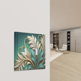 Beveled Edge Floral Art Switch Plate Cover, Two Sizes, Unique Home Decor with Green Gold Fern Leaves