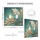 Beveled Edge Floral Art Switch Plate Cover, Two Sizes, Unique Home Decor with Green Gold Fern Leaves