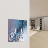 Beveled Edge Abstract Art Switch Plate Cover, Two Sizes, Unique Blue Floral Home Decor