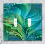 Abstract Art Decorative Switch Plate Cover with Beveled Edges- Blue and Green Water-Themed Artwork