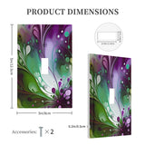 Single switch plate cover printed with an abstract design of flowing colors in plum, greens and white by Primal Painter with dimensions