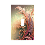 Printed single switch plate cover of a fall foliage in warm colors. Artwork by Primal Painter with art nouveau influences