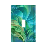 Abstract Art Decorative Switch Plate Cover with Beveled Edges- Blue and Green Water-Themed Artwork