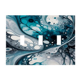 triple switch plate featuring acrylic pour artwork print in blue, gray and navy by Primal Painter