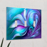 Beveled Edge Blue and Purple Decorative Switch Plate Cover, 2 Sizes, Abstract Design