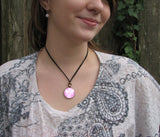 Pink Angel Necklace, Pastel Jewelry, Visionary Artwork with Reiki Energy - "Bliss"