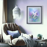 Fairy and Flowers Art Print in Soft Pastel Colors, Ethereal Wall Decor - "Bloom"