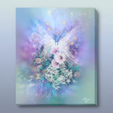 Fairy and Flowers Art Print in Soft Pastel Colors, Ethereal Wall Decor - "Bloom"