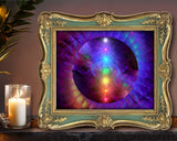 Chakra Art, Rainbow Rainbow Sphere, Reiki Energy Art Print - "Chakra Healing"