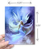 Angel Art Greeting Card, Celestial Stationary, Birthday Notecard-"Cloud Floater"