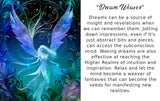 Blue, purple, and black ethereal angel art  with art nouveau flourishes and a feathery border by Primal Painter information card