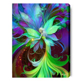 Flower Nymph Fairy in Green Purple and Blue, Fantasy Art Print, Colorful Wall Decor