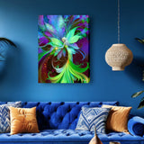 Flower Nymph Fairy in Green Purple and Blue, Fantasy Art Print, Colorful Wall Decor