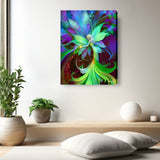 Flower Nymph Fairy in Green Purple and Blue, Fantasy Art Print, Colorful Wall Decor