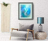 Modern Abstract Blue Art Print, Spiritual Wellness Meditation Decor - "Intuitive Sparks"