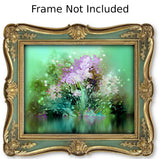 Impressionist Floral Abstract Art Print in Green and Pink, Flower Reflection in Water