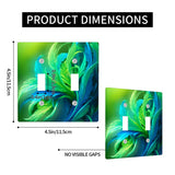 Abstract Art Switch Plate Cover, Feathery Foliage in Vivid Green and Blue, Two Sizes