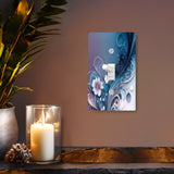 Floral Art Switch Plate Cover, Blue Abstract Art with Art Nouveau Flourishes, Two Sizes