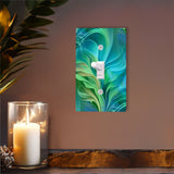 Abstract Art Switch Plate Cover, Blue Green Flowing Water Theme Decor, Two Sizes