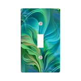 Abstract Art with flowing lines in an underwater foliage theme by Primal Painter and printed on a single switch plate.