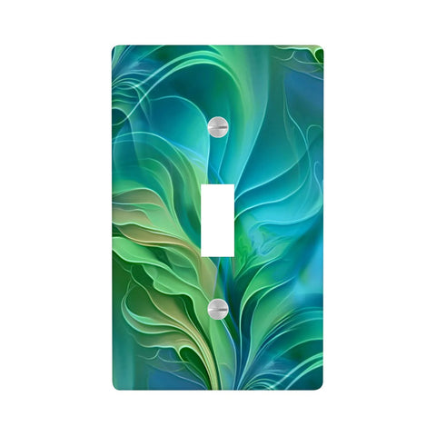 Abstract Art with flowing lines in an underwater foliage theme by Primal Painter and printed on a single switch plate.