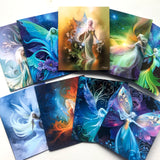 array of fantasy art notecards of fairies by Primal Painter