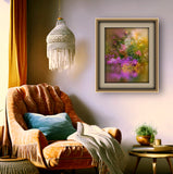 Impressionist Floral Abstract Art Print in Warm Colors, Flowers Reflecting in Water - "Sunset Serenade"