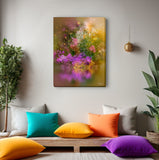 Impressionist Floral Abstract Art Print in Warm Colors, Flowers Reflecting in Water - "Sunset Serenade"
