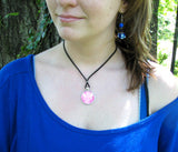 Pink Angel Necklace, Pastel Jewelry, Visionary Artwork with Reiki Energy - "Bliss"