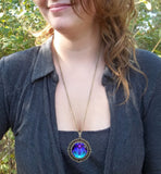 Purple & Teal Chakra Necklace, Reiki Energy Jewelry - "Intuitive Truth"